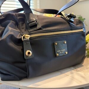 henri bendel Black Nylon Tote with Gold Accents
